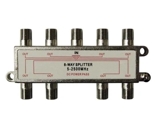 2.5GHz Coax Splitter with DC Power Pass - 2/3/4/6/8-Way