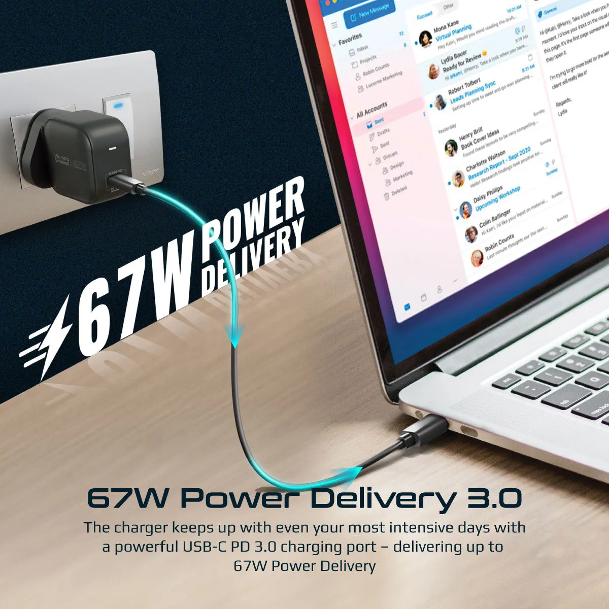 67W Super-Speed USB-C GaNFast Charger