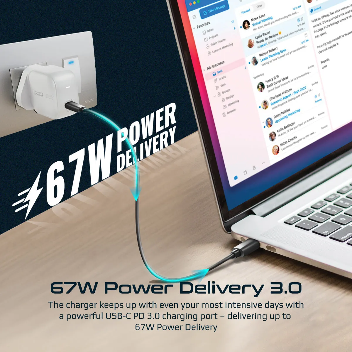 67W Super-Speed USB-C GaNFast Charger