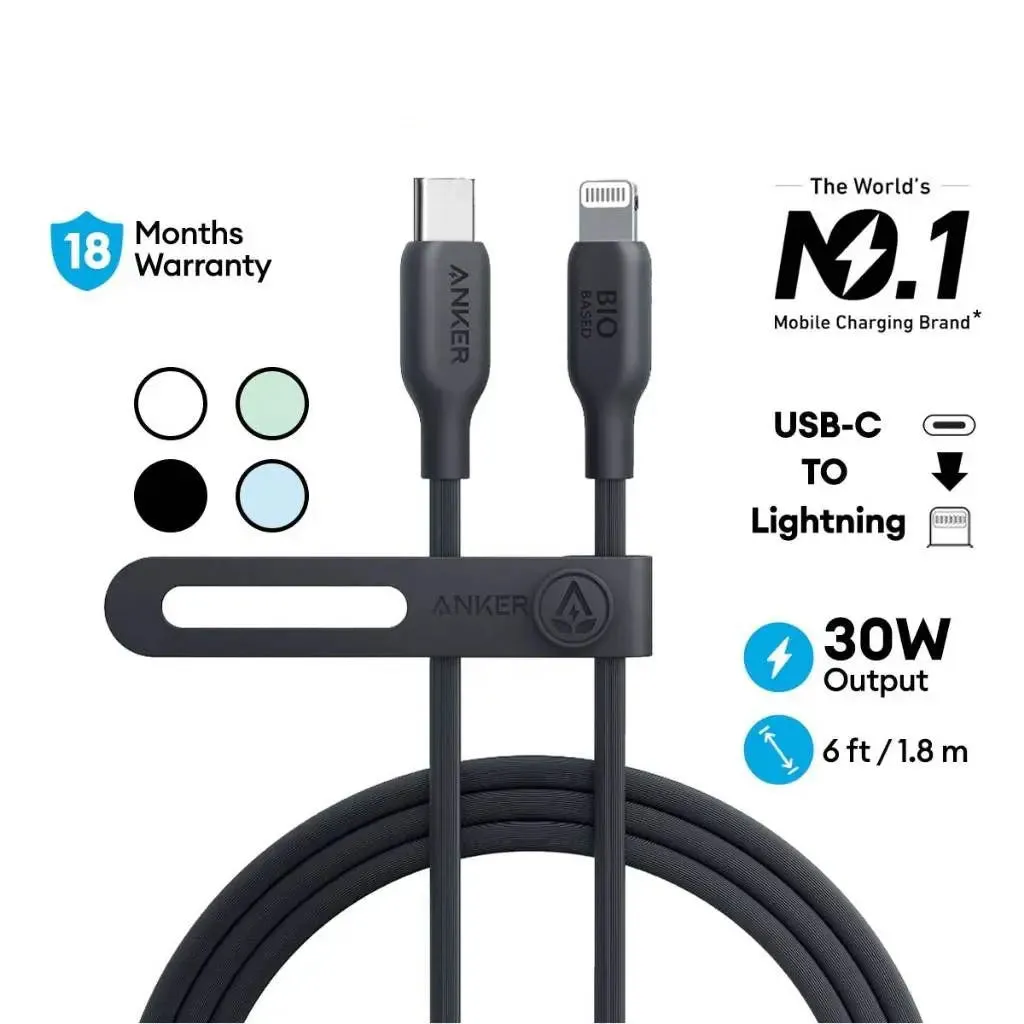 Anker 542 PowerLine USB C to Lightning Cable [MFi Certified] Fast Charging 30W 6ft Cable A80B2