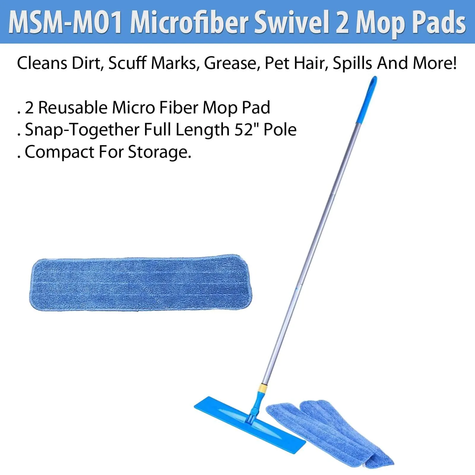 As Seen On TV MSM-MO1 Microfiber Swivel 2 Mop Pads