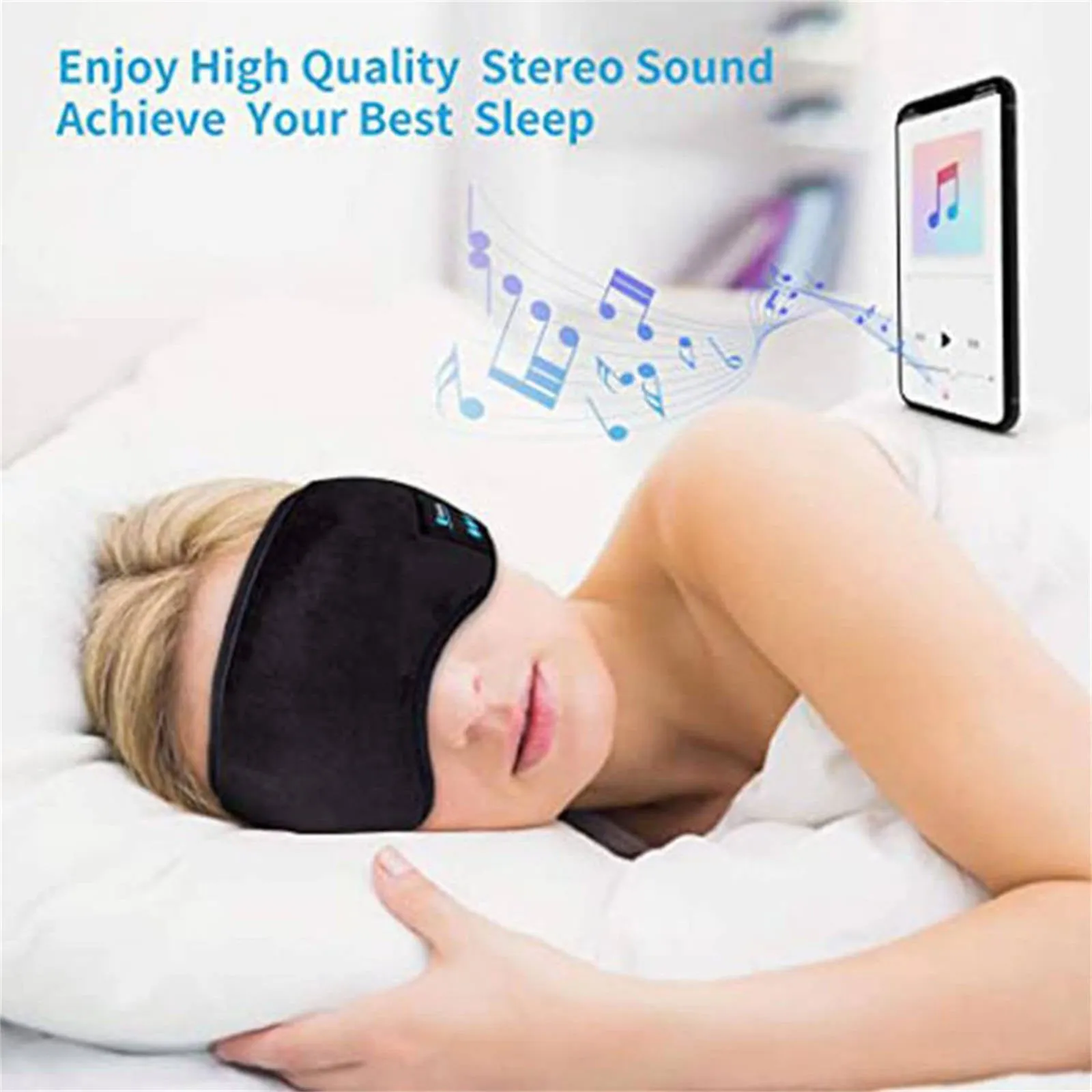 Bluetooth 5.0 Eye Mask Headphones with Mic, Grey - Mobax