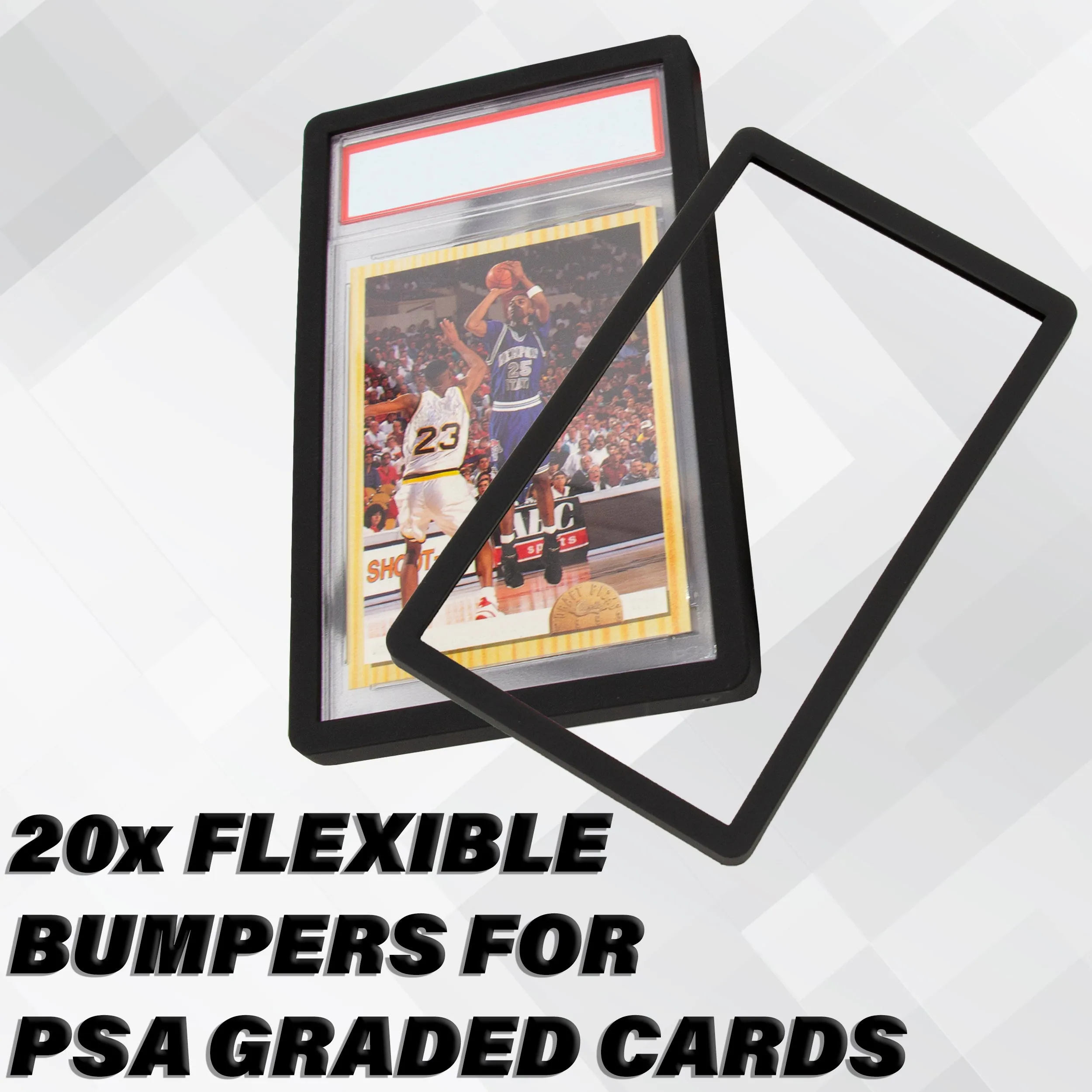 CASEMATIX 20 Pack Graded Card Bumper Guards Compatible with Standard PSA Slab Case, Includes 20 TPU Graded Card Storage Display Sleeve Protectors