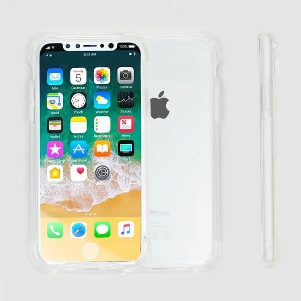 Clear & Orange TPU Case for iPhone X: Slim Transparent Shockproof Drop Resistant (Clear/Orange)