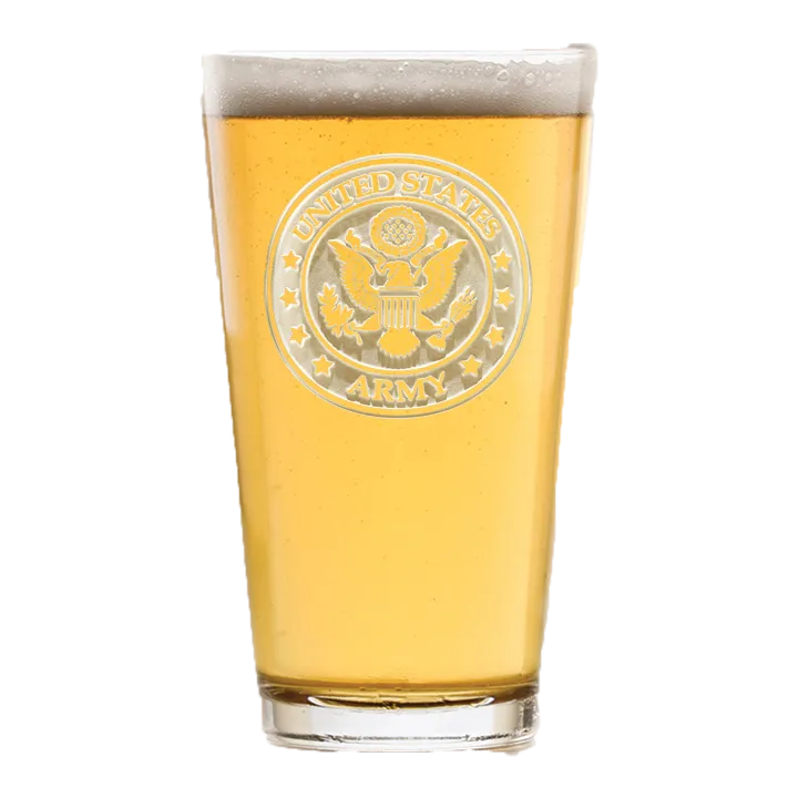 Deep Carved Army Pint Glass