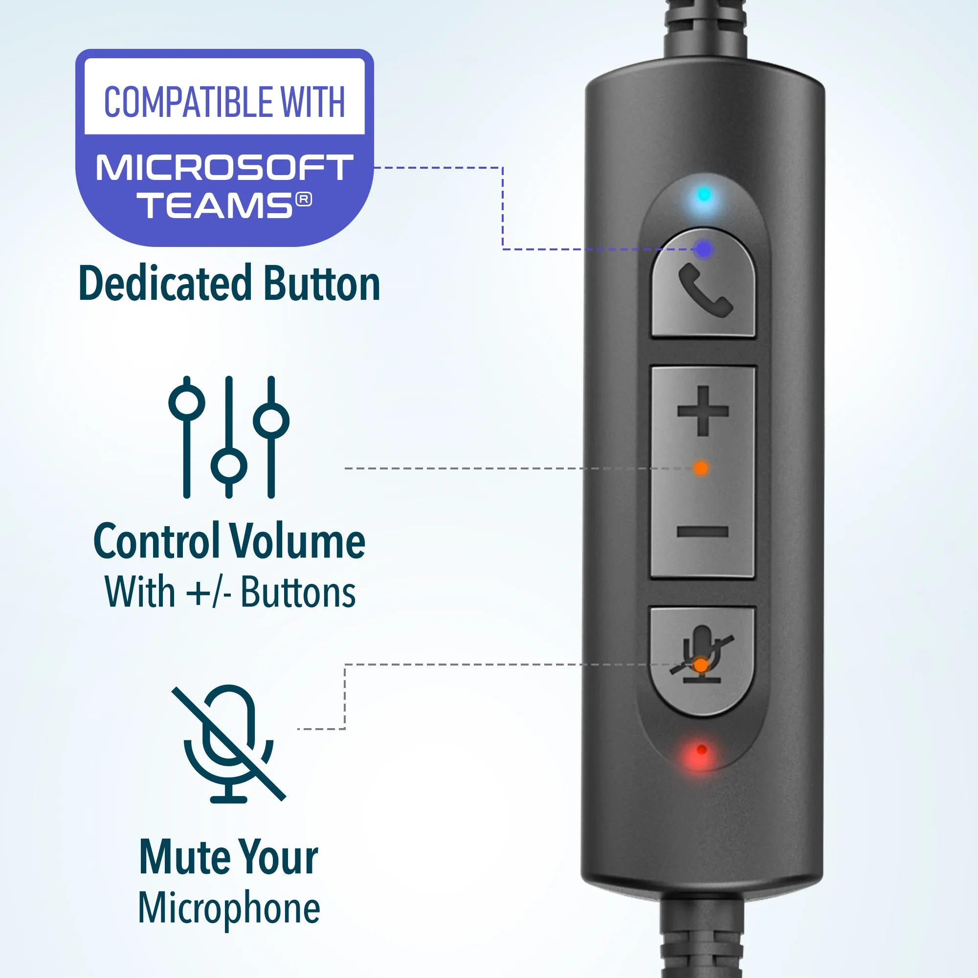 Delton 32Y Stereo USB-A Headset   USB-C Adapter