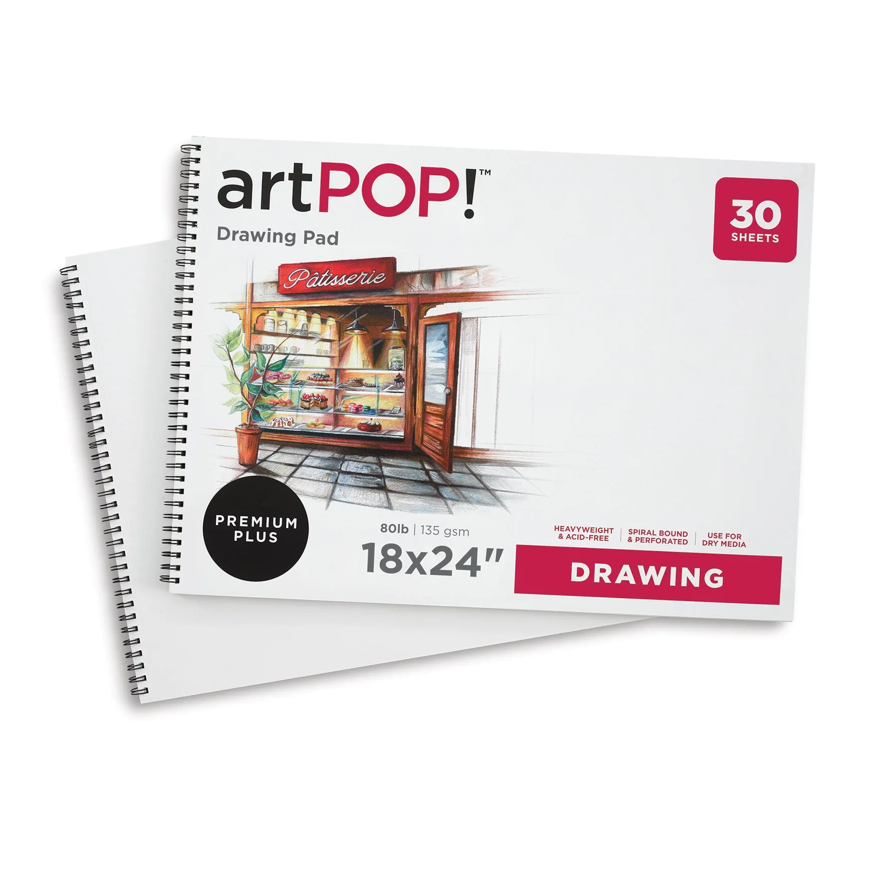 Drawing Pads - 18" x 24", Pkg of 2