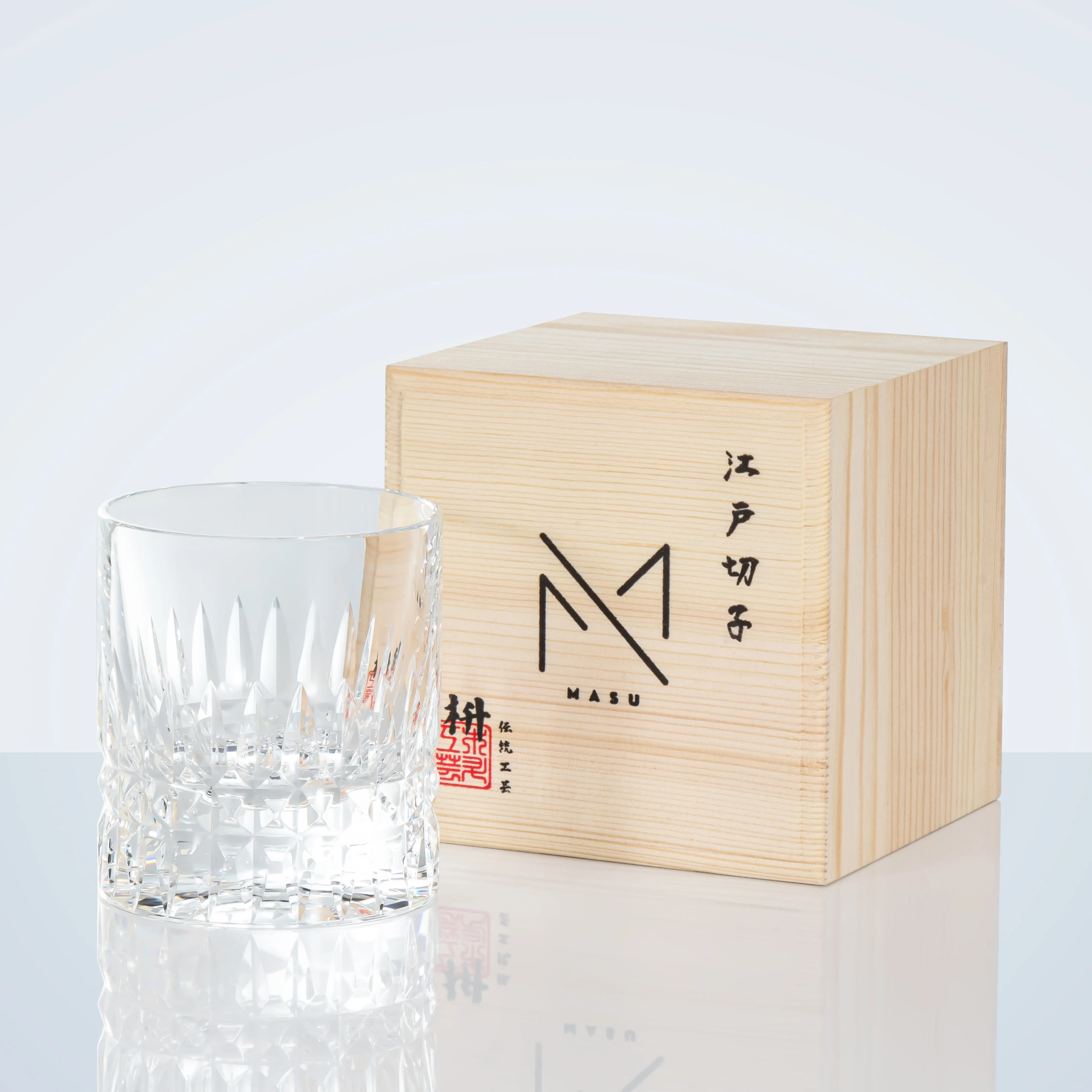 Edo Kiriko Crystal Royale Whisky Glass With Wooden Box