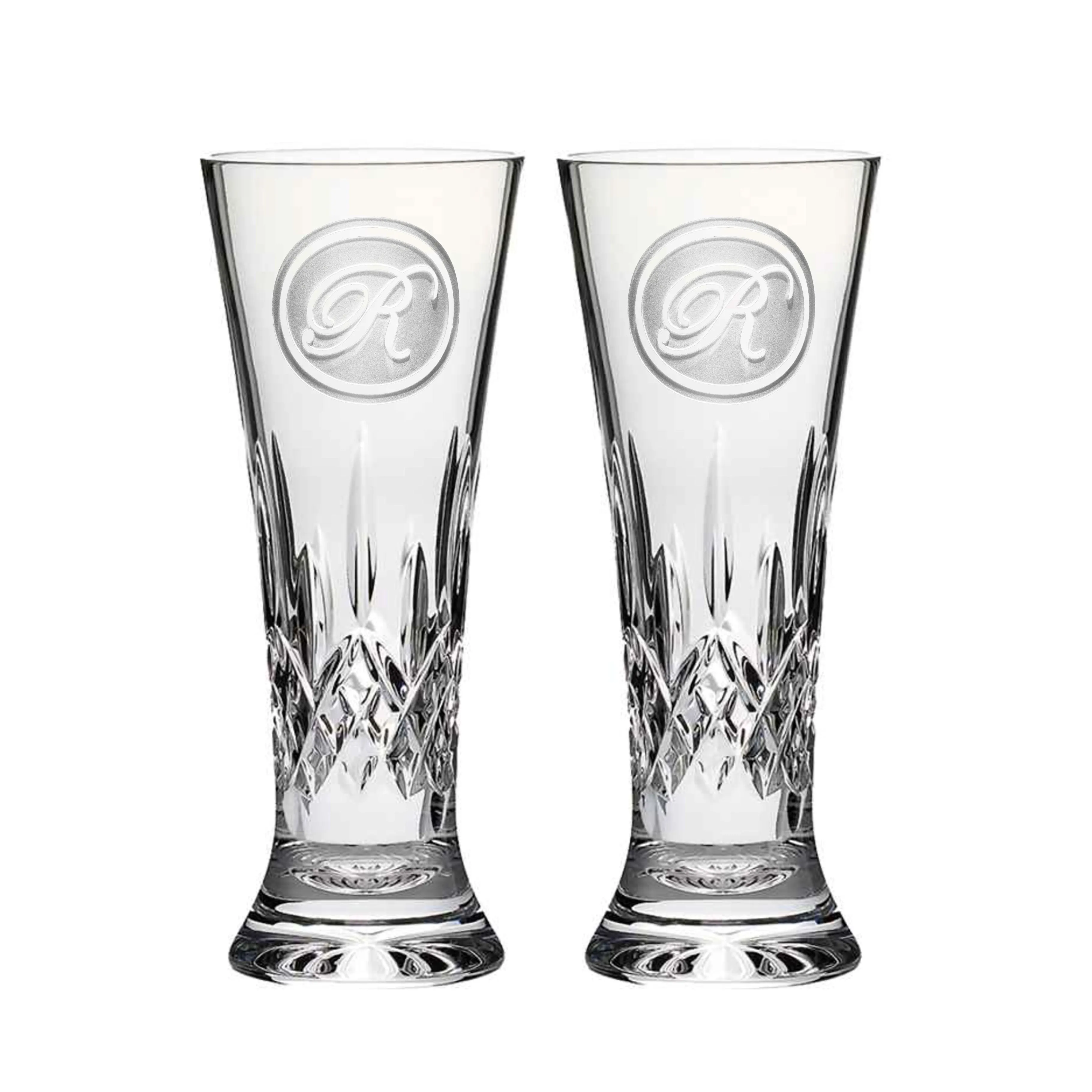 Engraved Waterford Crystal Beer Pilsner, PAIR