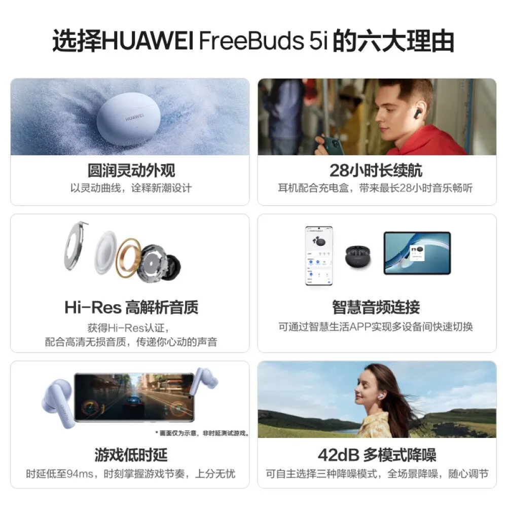 Huawei FreeBuds 5i wireless headphones, black granite