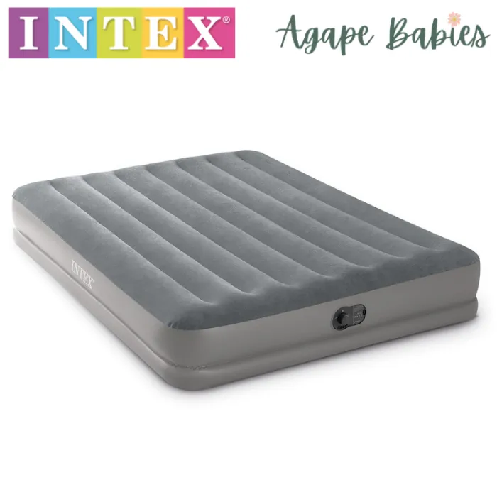 INTEX Dura-Beam® Standard Prestige Air Mattress 12" Queen w/ Built-In USB Electric Pump