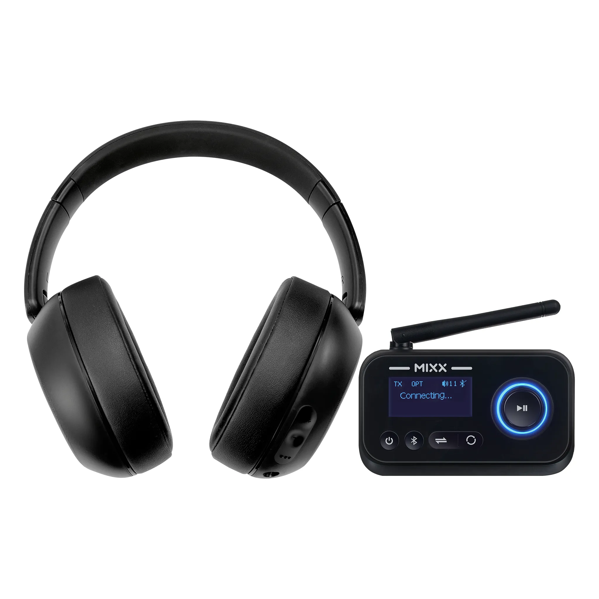 MIXX STREAMQ TV HEADPHONES AND AUDIO TRANSMITTER BUNDLE