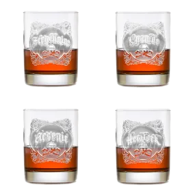 Name Your Poison Rocks Glass Set - Carved