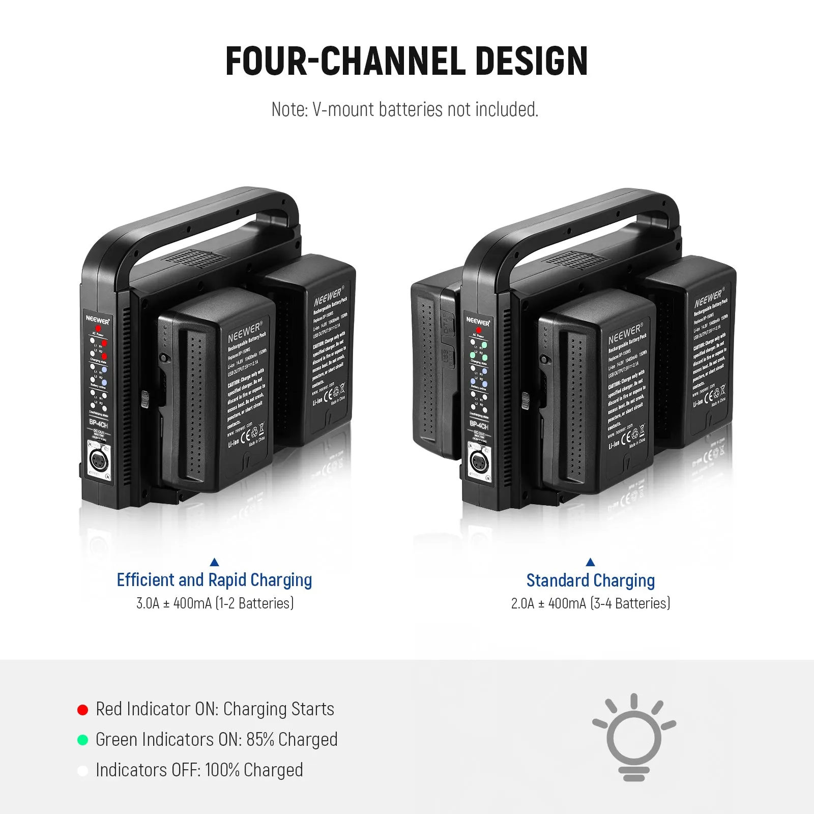 NEEWER BP-4CH 4-Channel V-Mount V-Lock Battery Charger