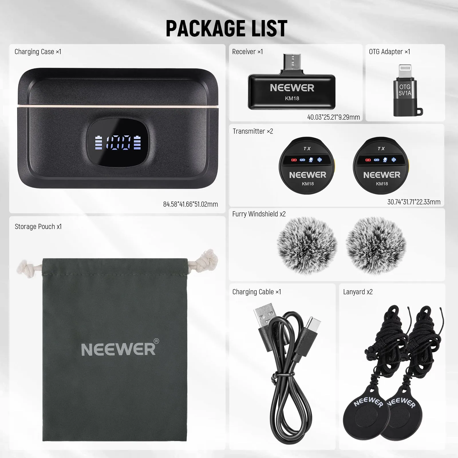 NEEWER KM18 Wireless Lavalier Lapel Microphone For Smartphone PC