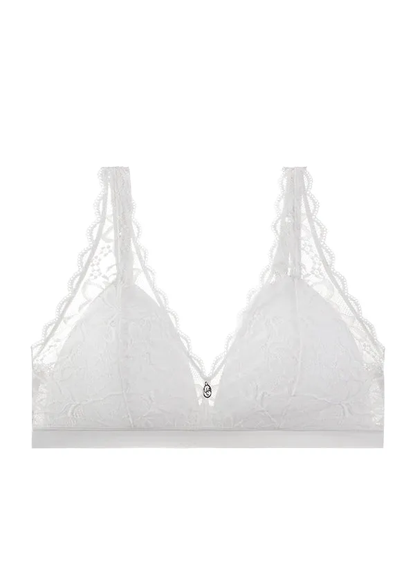 PEARL White Lace Wireless Plunge Bra