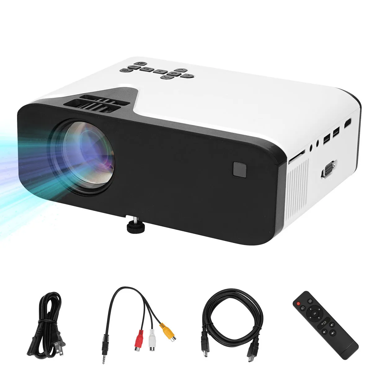 Portable Full HD 1080P Supported Projector, Compatible with Phone, SD, USB, AV, HDMI, VGA