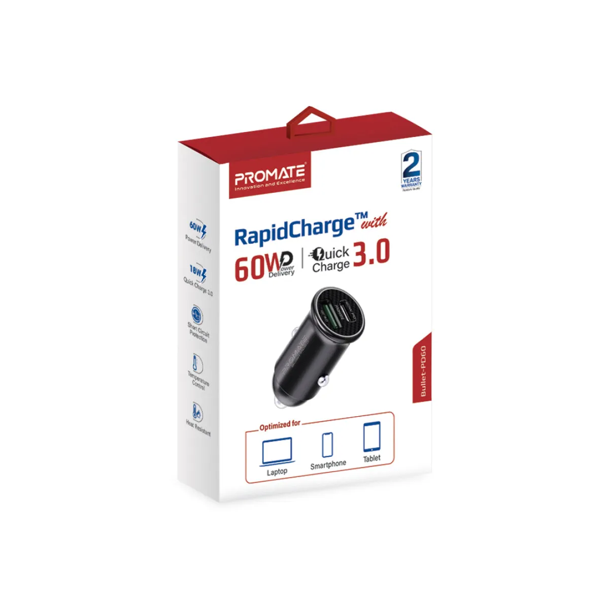 RapidCharge™ Mini Car Charger with 60W Power Delivery & Quick Charge 3.0