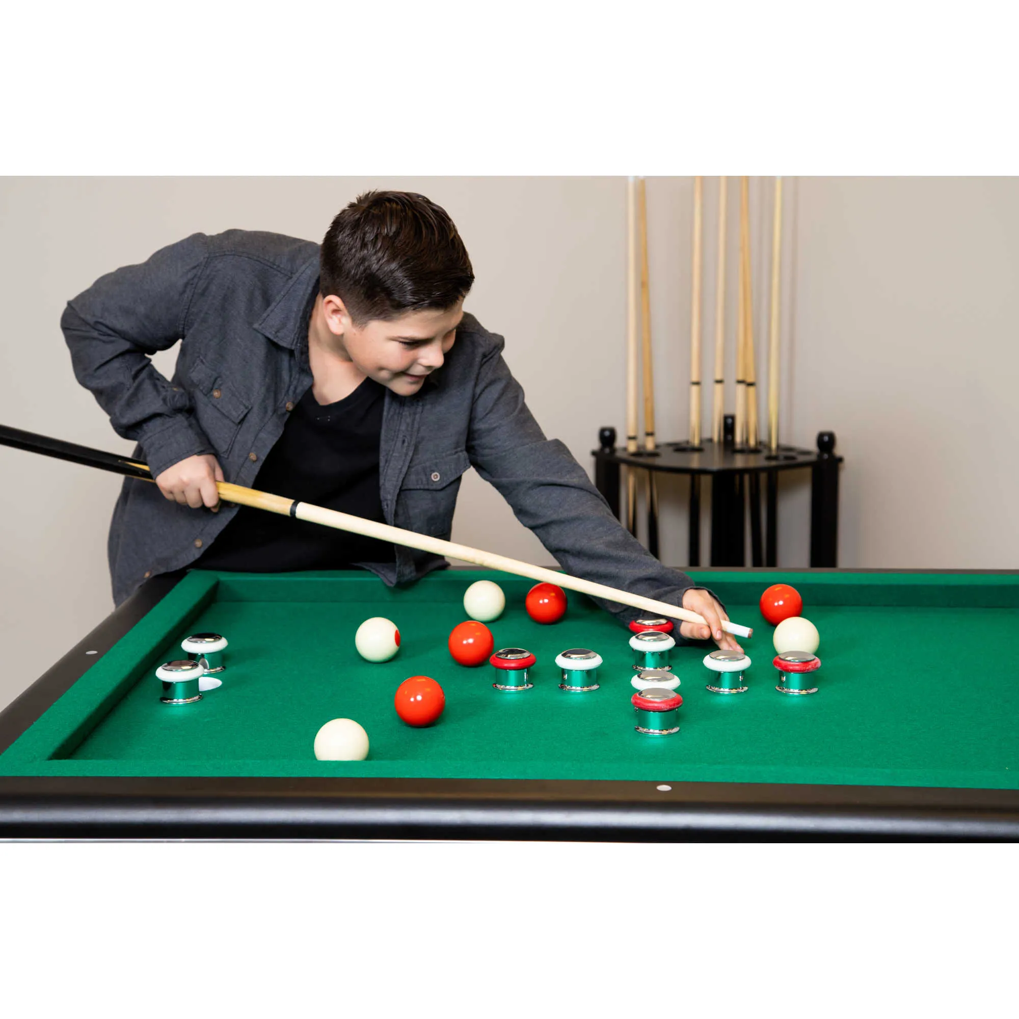 Renegade 54-in Bumper Pool Table - Slate - Black with Green Felt