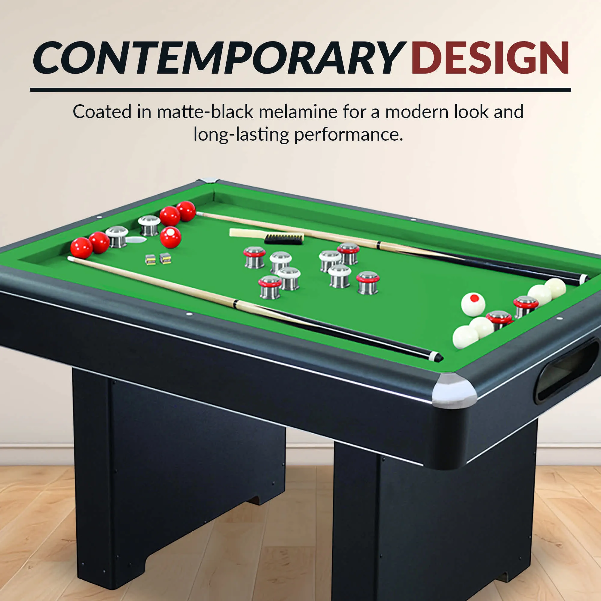 Renegade 54-in Bumper Pool Table - Slate - Black with Green Felt