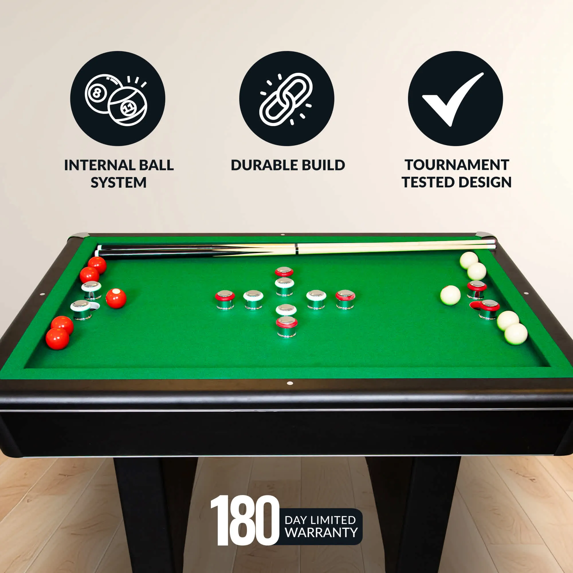 Renegade 54-in Bumper Pool Table - Slate - Black with Green Felt