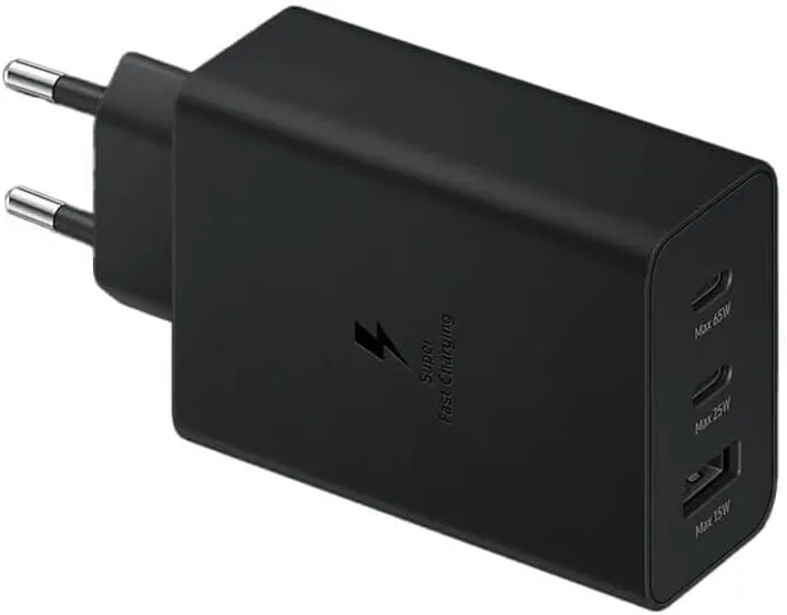 Samsung Original PD Trio Charger 3 Output 65W A-Li Compatible with all Samsung Mobiles - Black