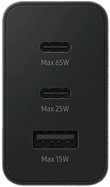 Samsung Original PD Trio Charger 3 Output 65W A-Li Compatible with all Samsung Mobiles - Black