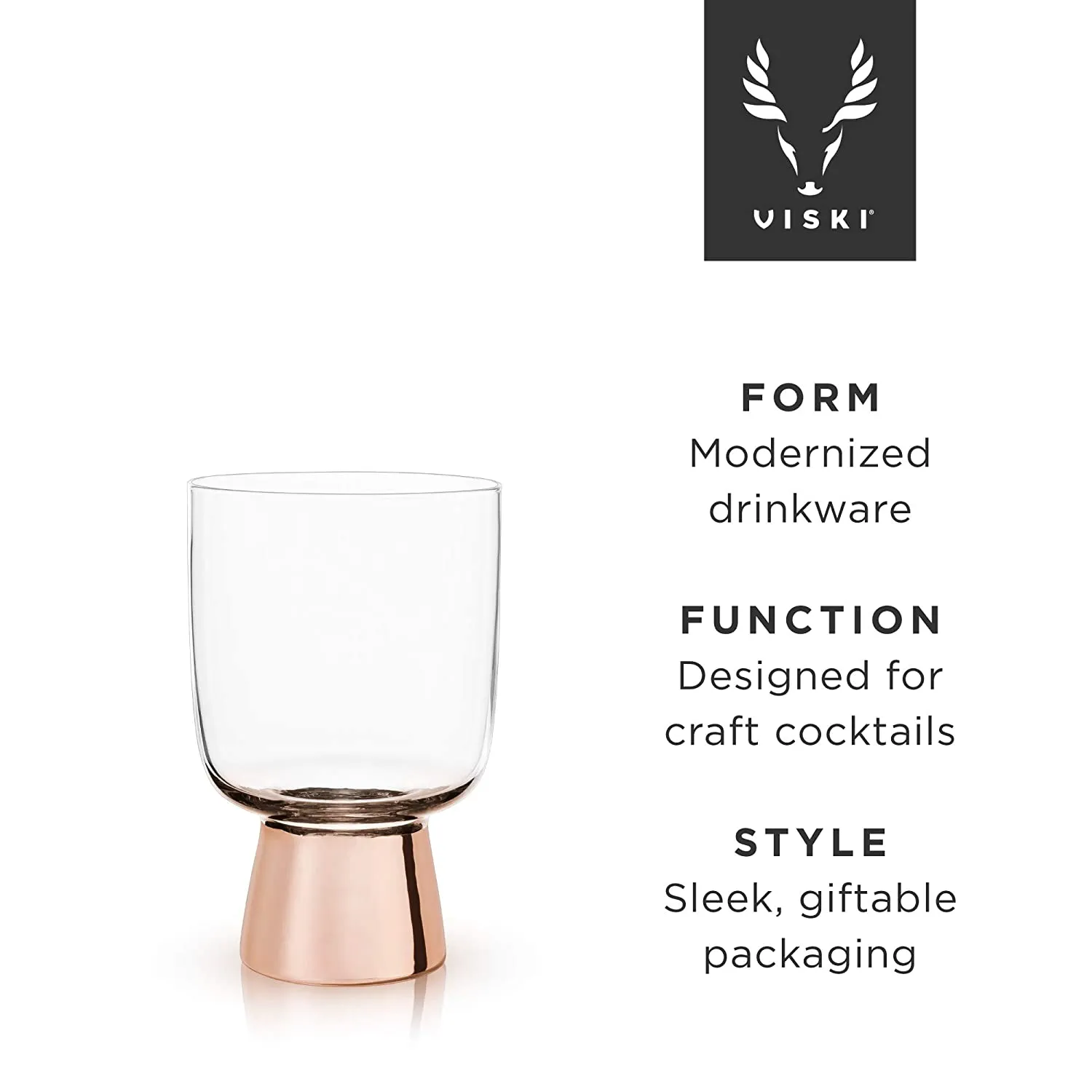 Set of 6 Raye Copper Footed Cocktail Tumblers in Gift Box