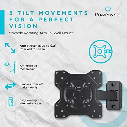 Tv Wall Mount Articulating Arm for Screens 10 to 43 Inches Supports Up to 20 Kg