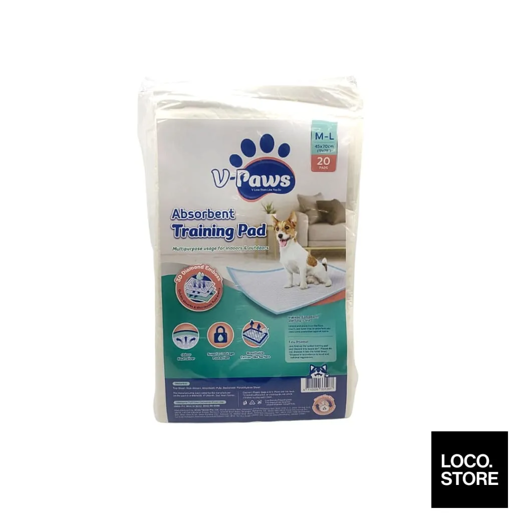 V-Paws Pets Absorbent Training Pad M-L 20 Pads